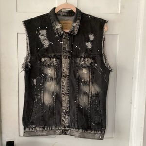 Carbon XL Extremely Distressed Denim Vest